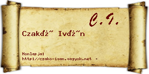 Czakó Iván névjegykártya